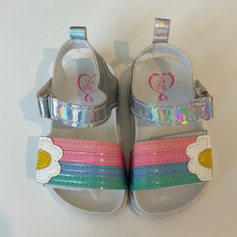 143 Girl Silver and Rainbow Kids Sandals